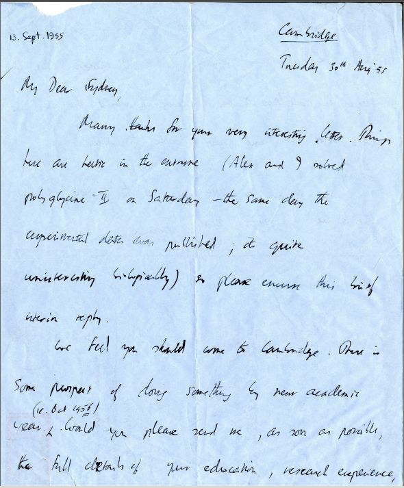 sydney brenner francis crick letter